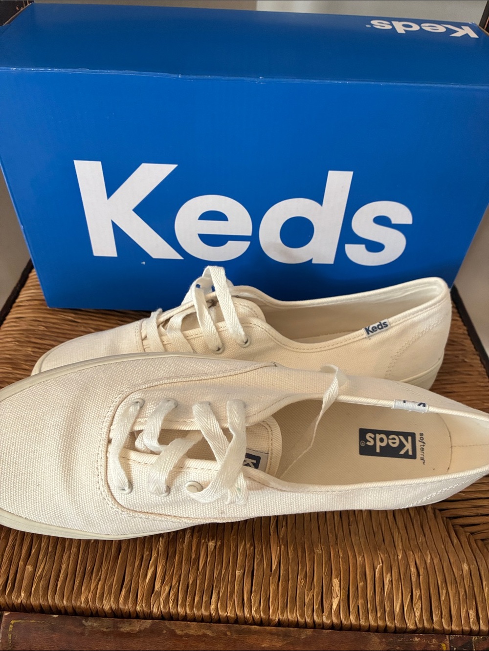 Keds Women Canvas Lace-Up Sneakers in Cream